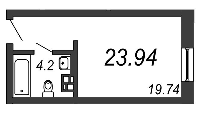 Однокомнатная квартира 23.94 м²