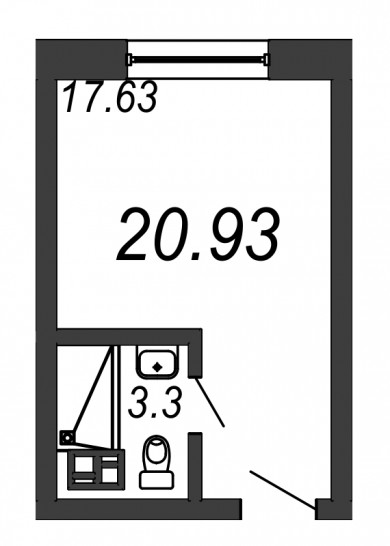 Однокомнатная квартира 20.93 м²