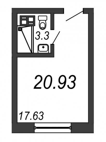 Однокомнатная квартира 20.93 м²