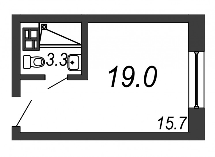 Однокомнатная квартира 19 м²