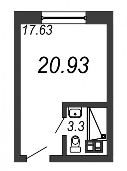 Однокомнатная квартира 20.93 м²