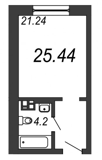 Однокомнатная квартира 25.44 м²