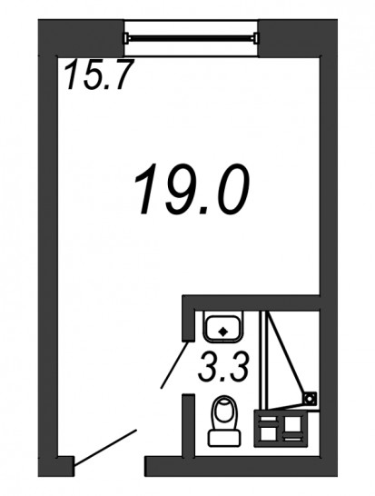 Однокомнатная квартира 19 м²