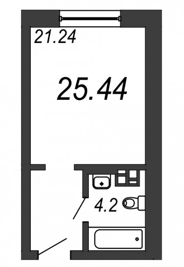 Однокомнатная квартира 25.44 м²