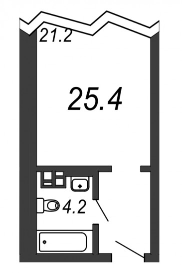 Однокомнатная квартира 25.4 м²