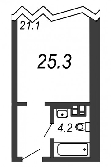 Однокомнатная квартира 25.3 м²
