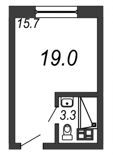 Однокомнатная квартира 19 м²
