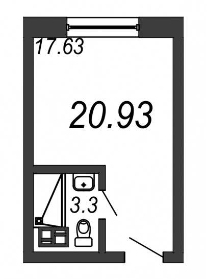 Однокомнатная квартира 20.93 м²