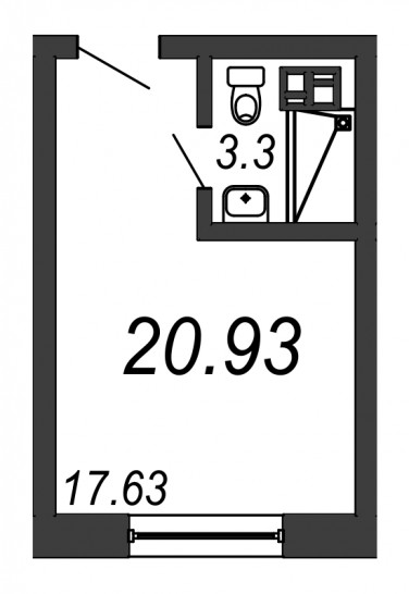 Однокомнатная квартира 20.93 м²