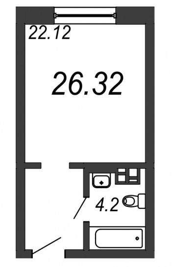 Однокомнатная квартира 26.32 м²