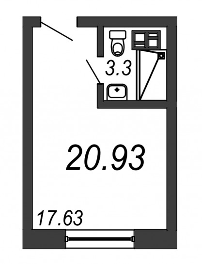 Однокомнатная квартира 20.93 м²