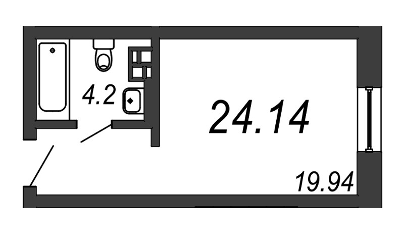 Однокомнатная квартира 24.14 м²