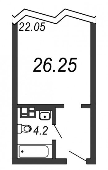 Однокомнатная квартира 26.25 м²