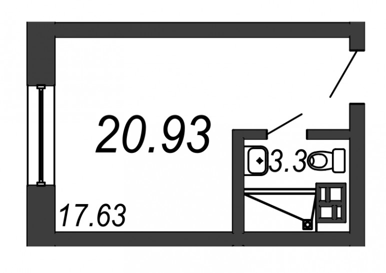 Однокомнатная квартира 20.93 м²