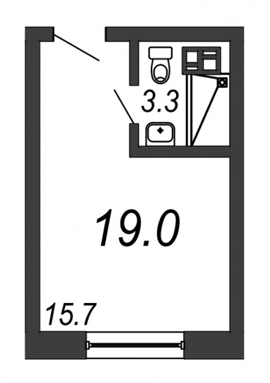 Однокомнатная квартира 19 м²