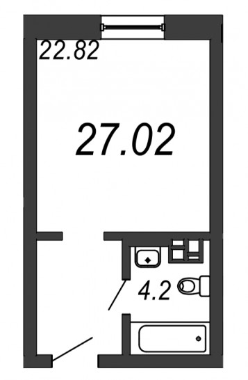 Однокомнатная квартира 27.02 м²