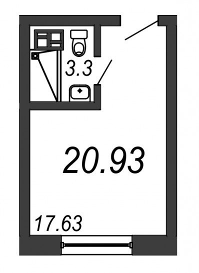 Однокомнатная квартира 20.93 м²