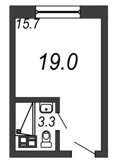 Однокомнатная квартира 19 м²