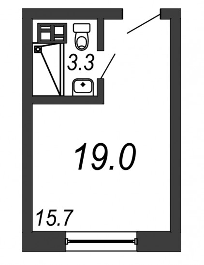 Однокомнатная квартира 19 м²