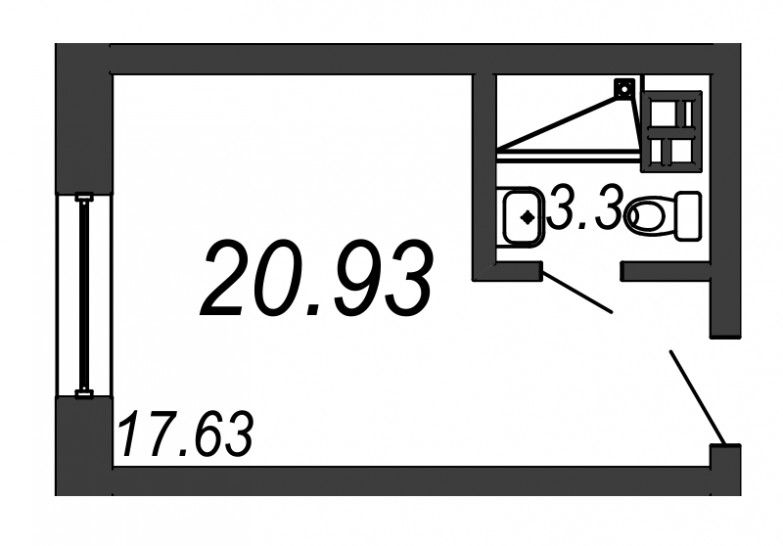 Однокомнатная квартира 20.93 м²