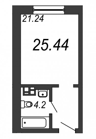 Однокомнатная квартира 25.44 м²
