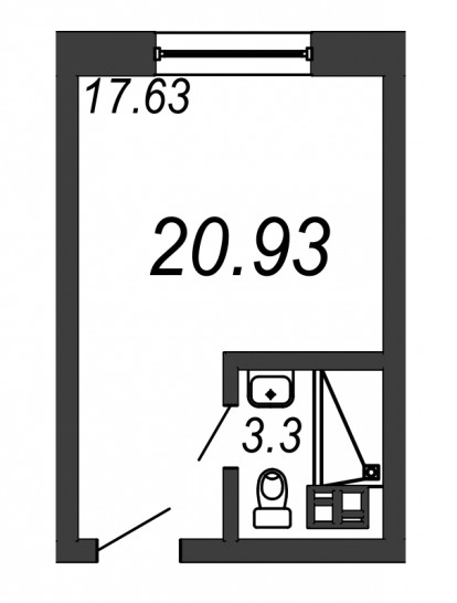 Однокомнатная квартира 20.93 м²