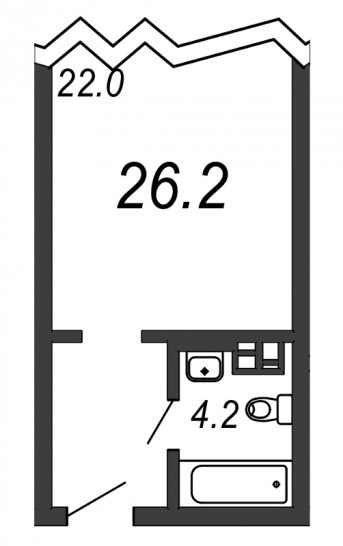 Однокомнатная квартира 26.2 м²