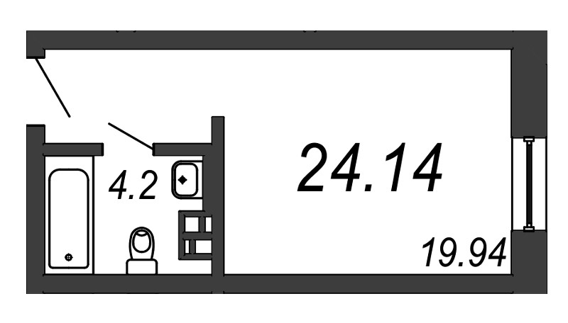 Однокомнатная квартира 24.14 м²